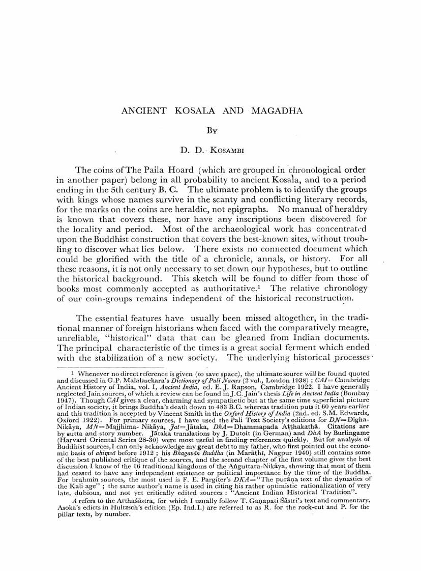 First page of Ancient Kosala And Mmagadha