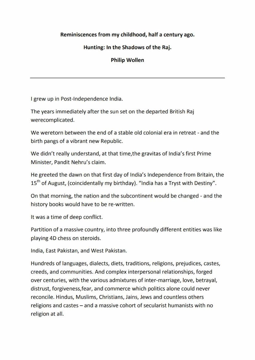 First page of Hunting In Shadows Of Raj