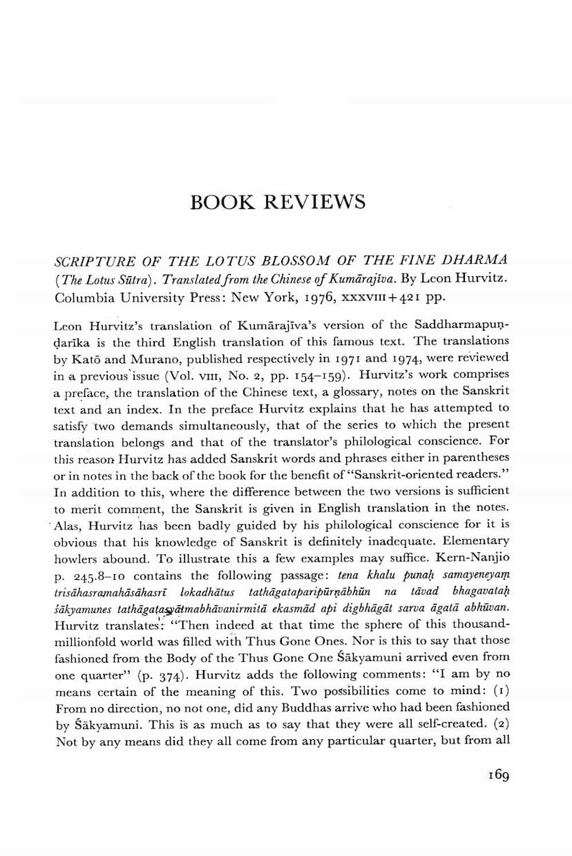 First page of Book Reviews Of Scripture Of Lotus Blossom Of Fine Dharma