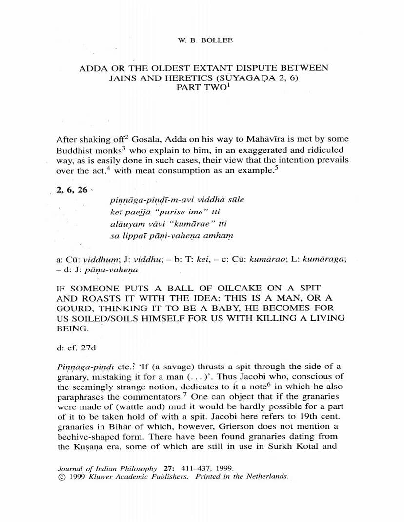 First page of Adda Or Oldest Extant Dispute Between Jains And Heretics