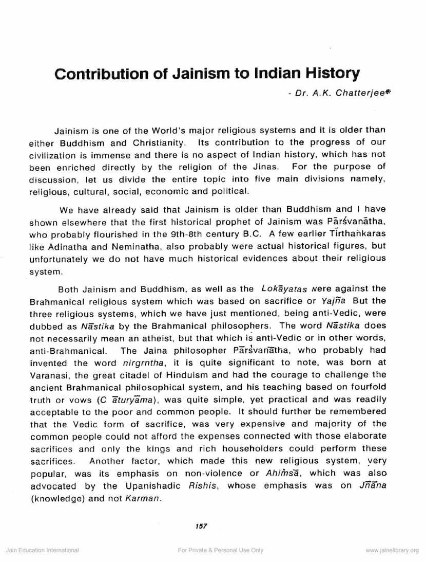 First page of Contribution Of Jainism To Indian History