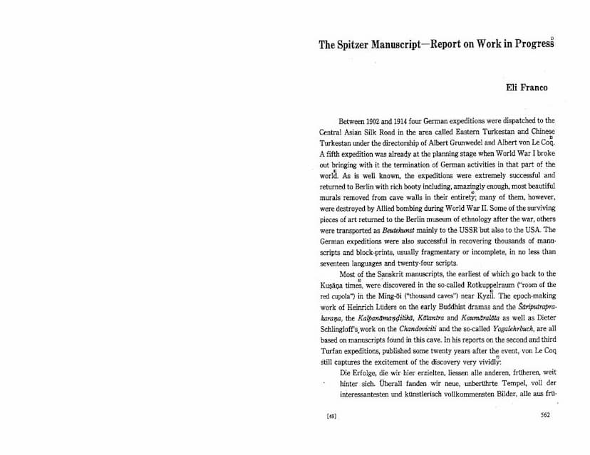 First page of Spitzer Manuscript Report On Work In Progress