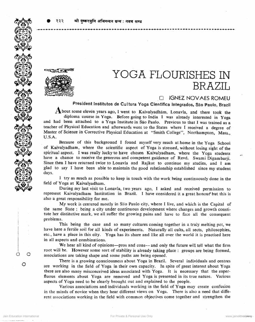 First page of Yoga Flourishes In Brazil