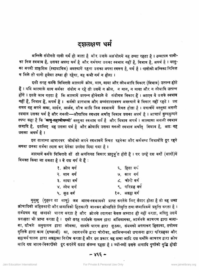 First page of Dashlakshana Parva