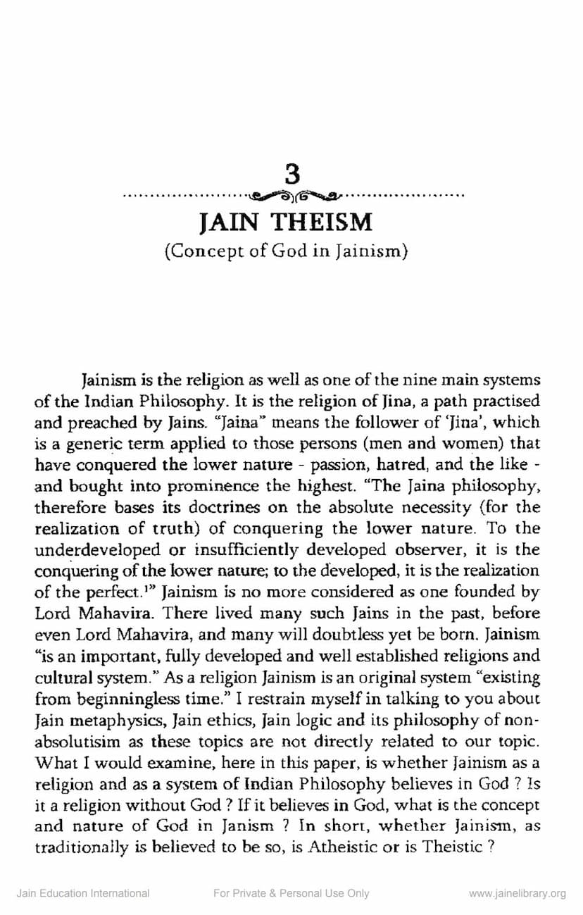 First page of Jain Theism
