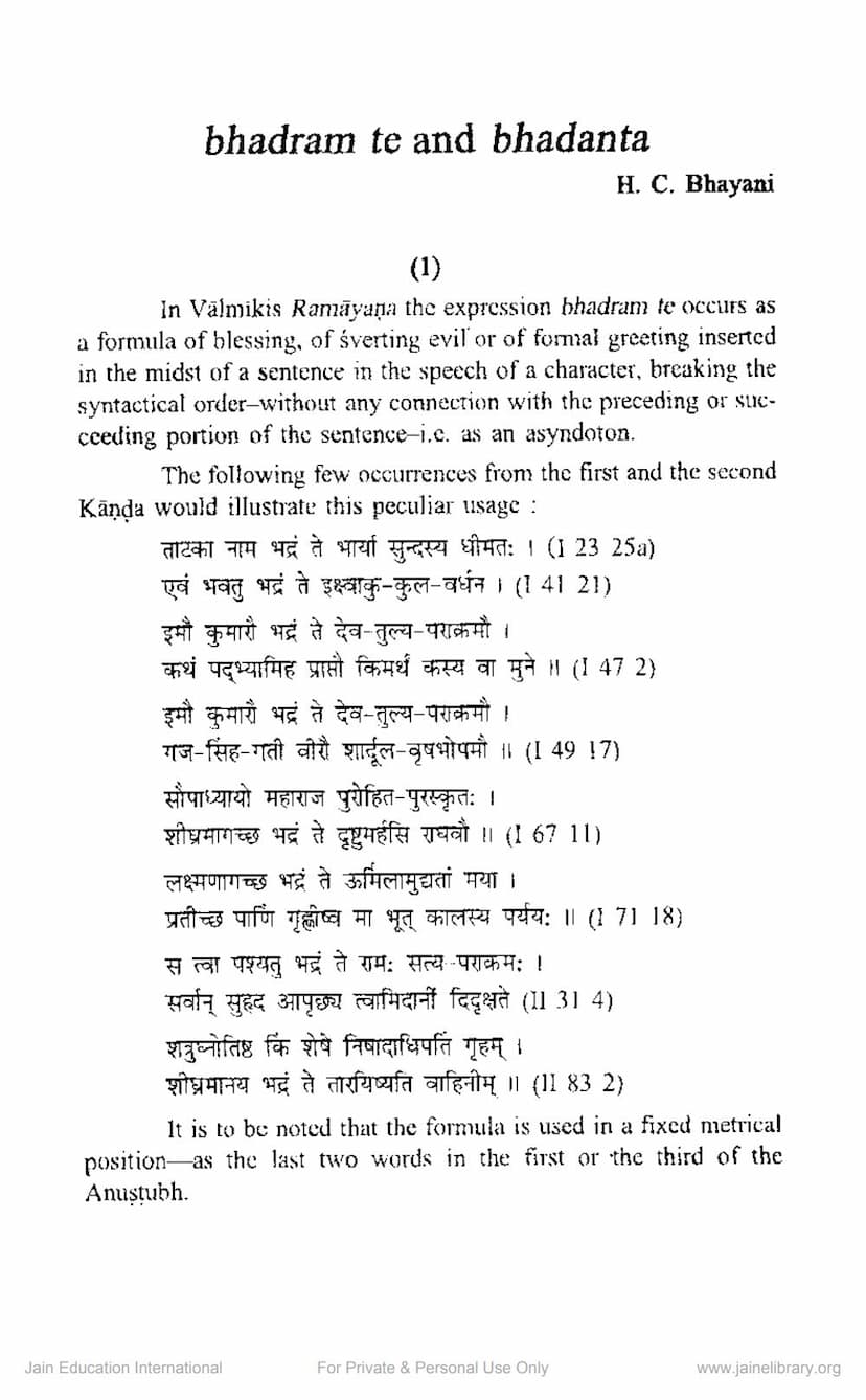First page of Bhadram Te And Bhadant