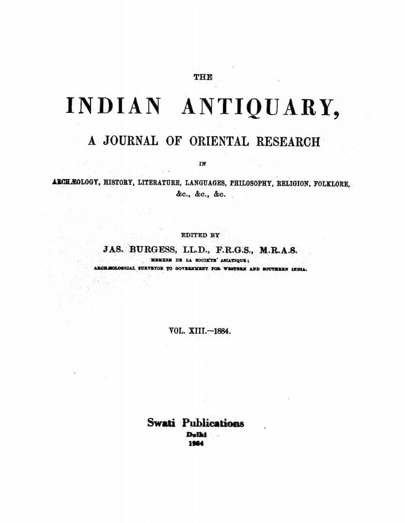 First page of Indian Antiquary Vol 13