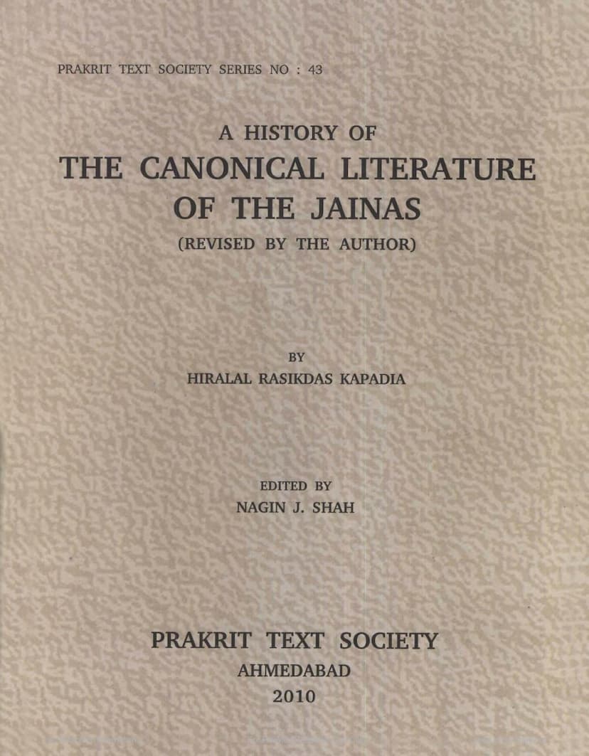 First page of History Of Canonical Literature Of Jainas