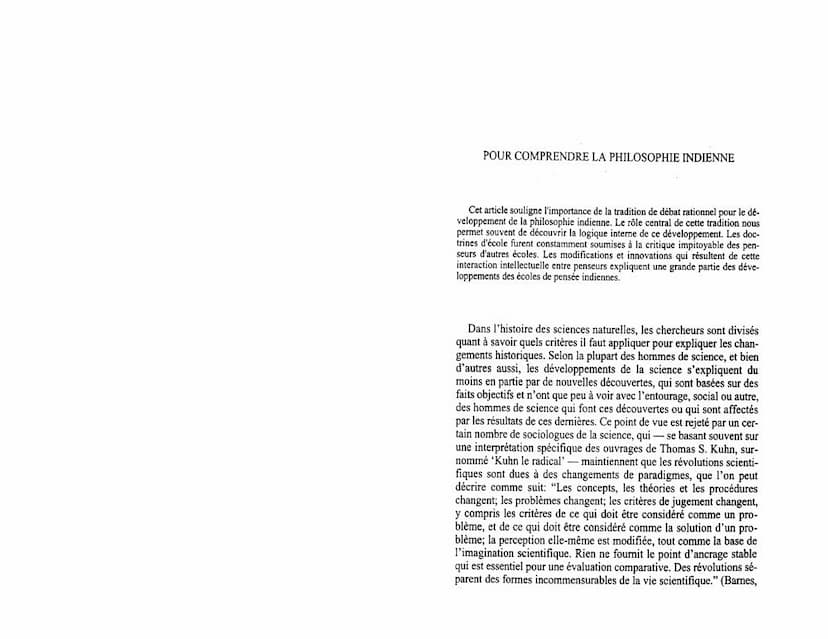 First page of Pour Comprendre La Philosophie Indienne