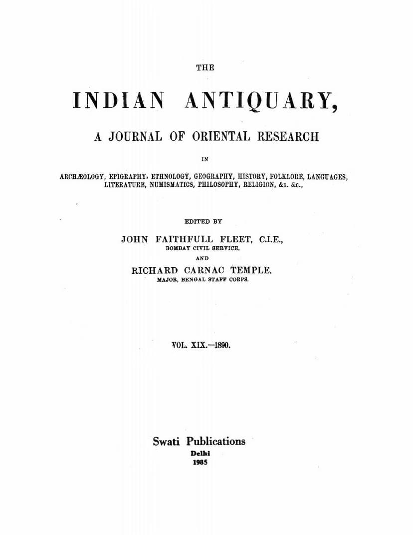 First page of Indian Antiquary Vol 19