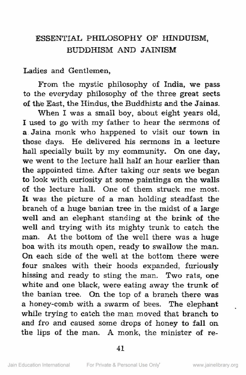 First page of Essential Philosophy Of Hinduism Buddhism And Jainism