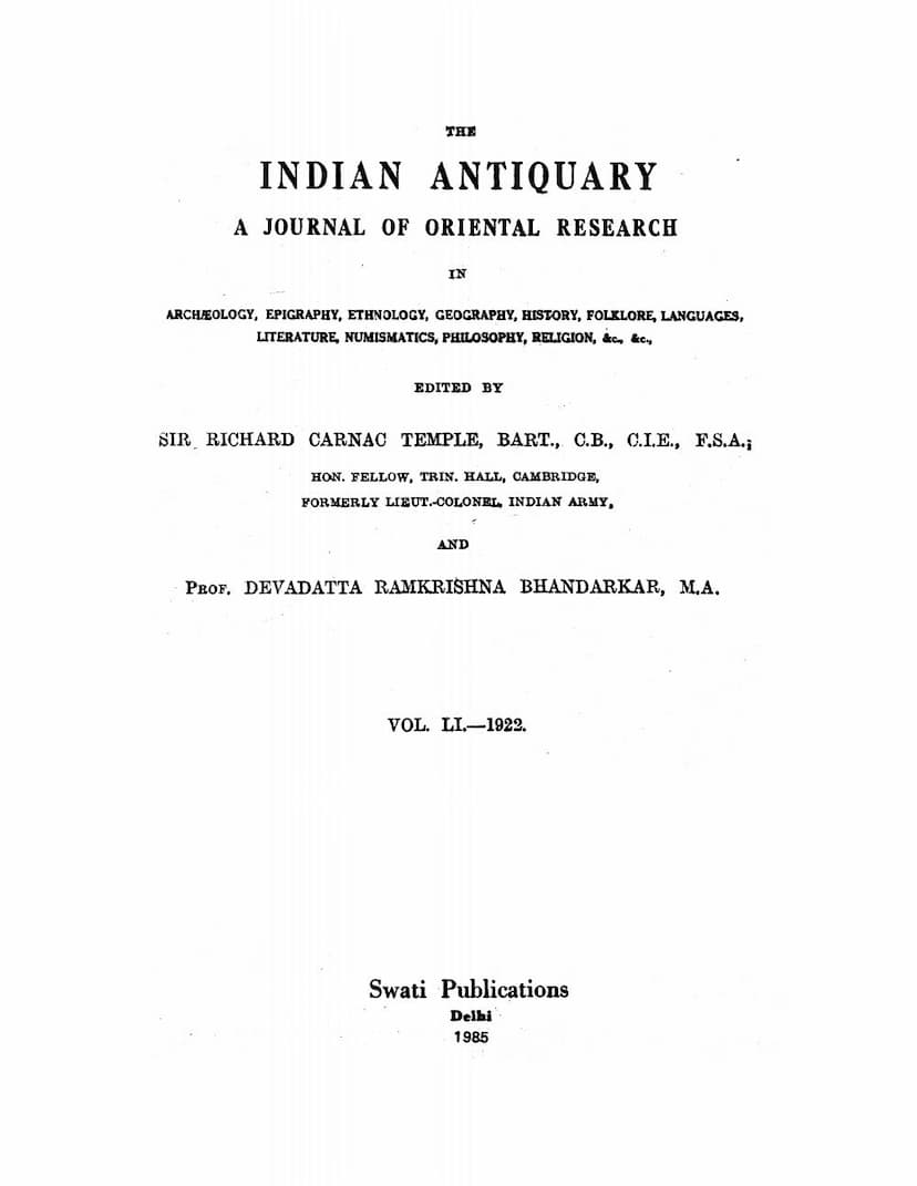First page of Indian Antiquary Vol 51