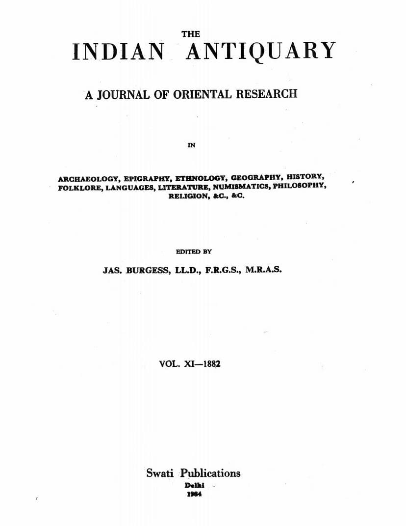 First page of Indian Antiquary Vol 11