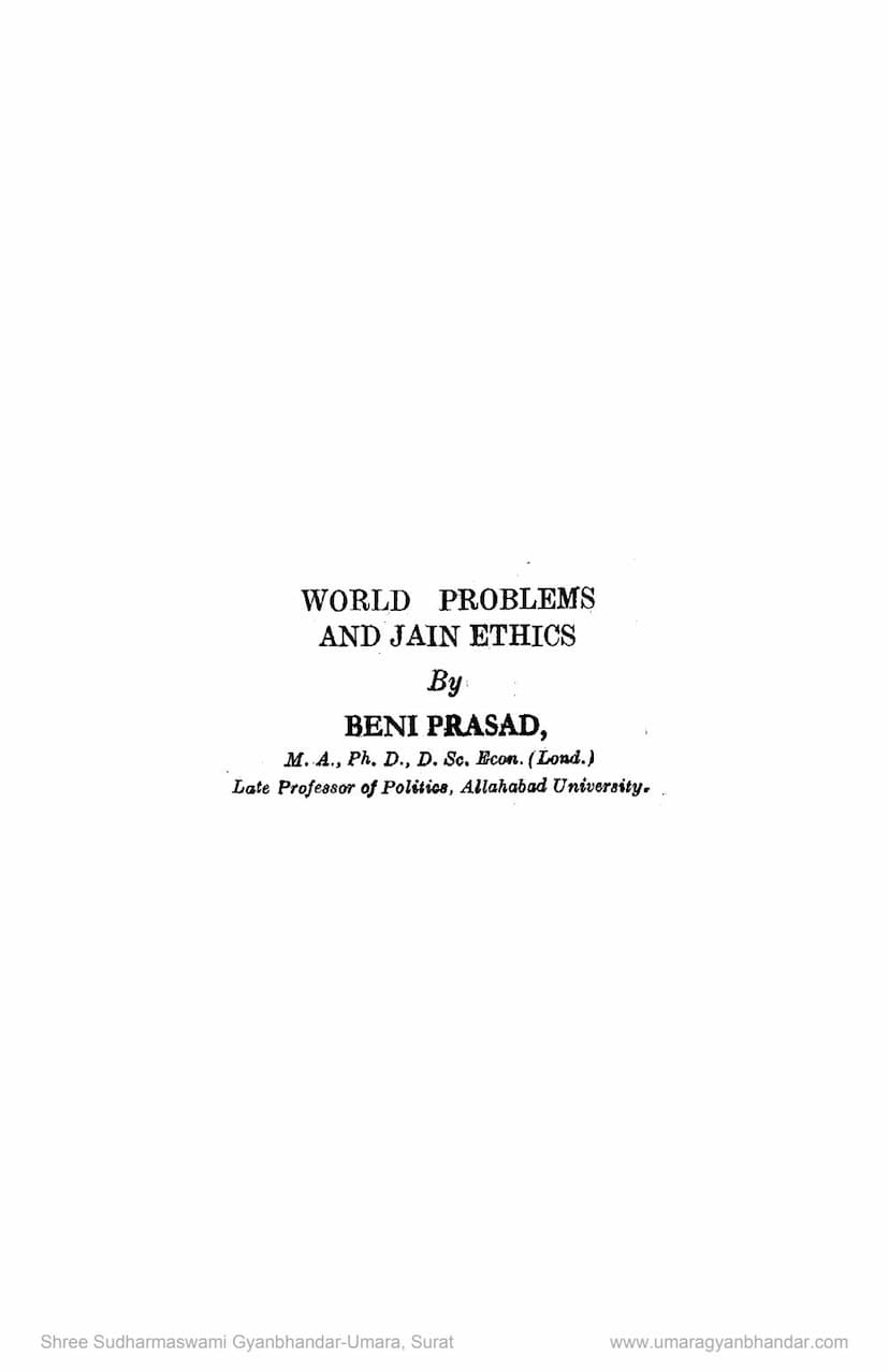 First page of World Problems And Jain Ethics
