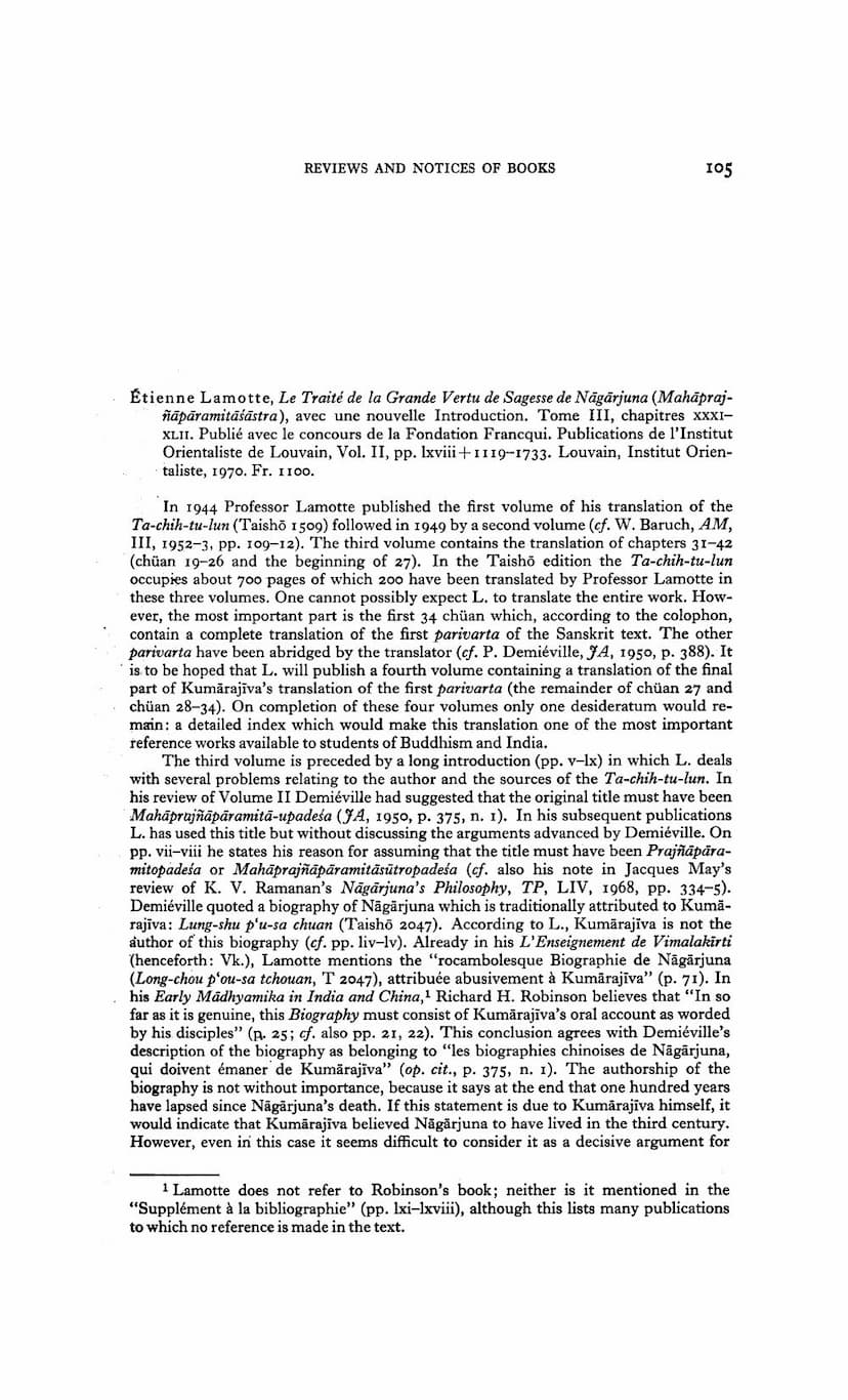 First page of Reviews Of Etienne Lamotte