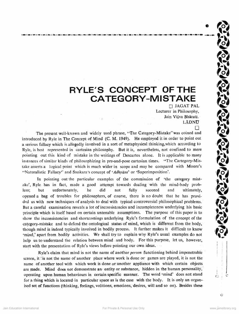 First page of Ryles Concept Of Of The Category Mistake