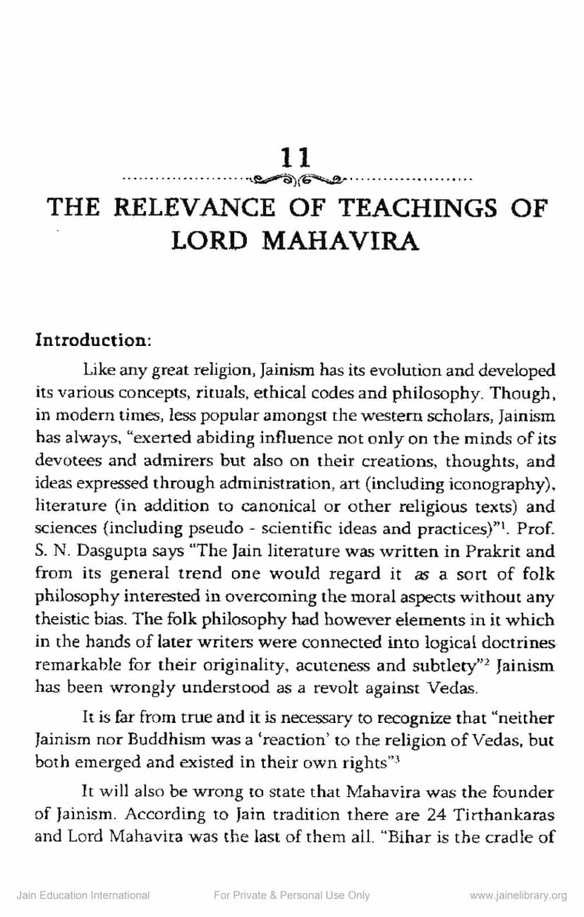 First page of Relevance Of Teachings Of Mahavira