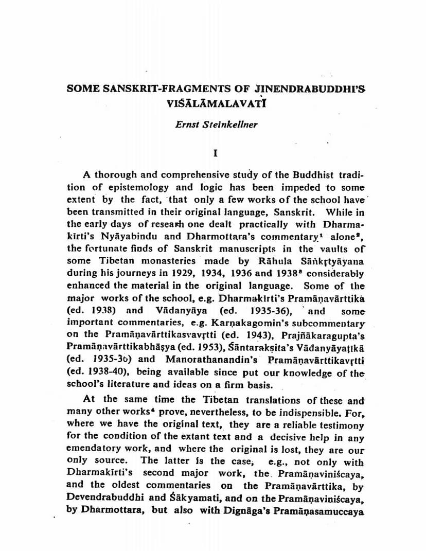 First page of Sanskrit Fragments Of Jnendrabuddhis Visalamalavati