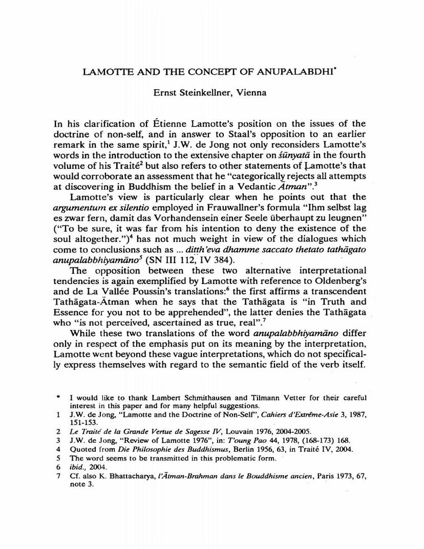 First page of Lamotte And Concept Of Anupalabdhi