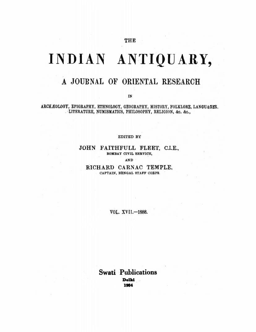 First page of Indian Antiquary Vol 17