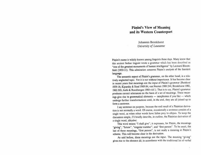 First page of Paninis View Of Meaning And Its Western Counterpart