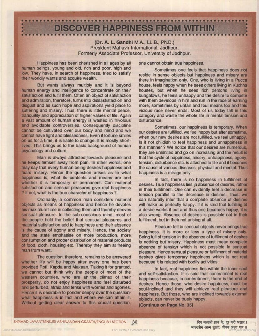 First page of Discover Happiness From Within