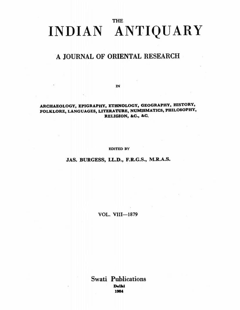First page of Indian Antiquary Vol 08