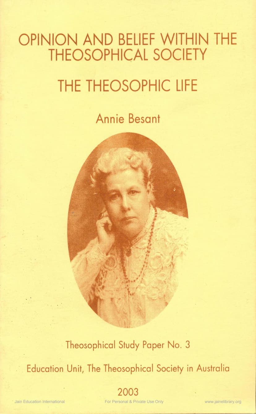 First page of Theosophical Study Paper No 03