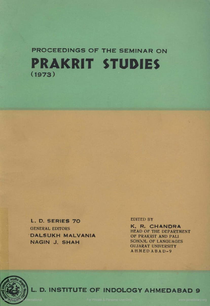 First page of Proceedings Of The Seminar On Prakrit Studies 1973