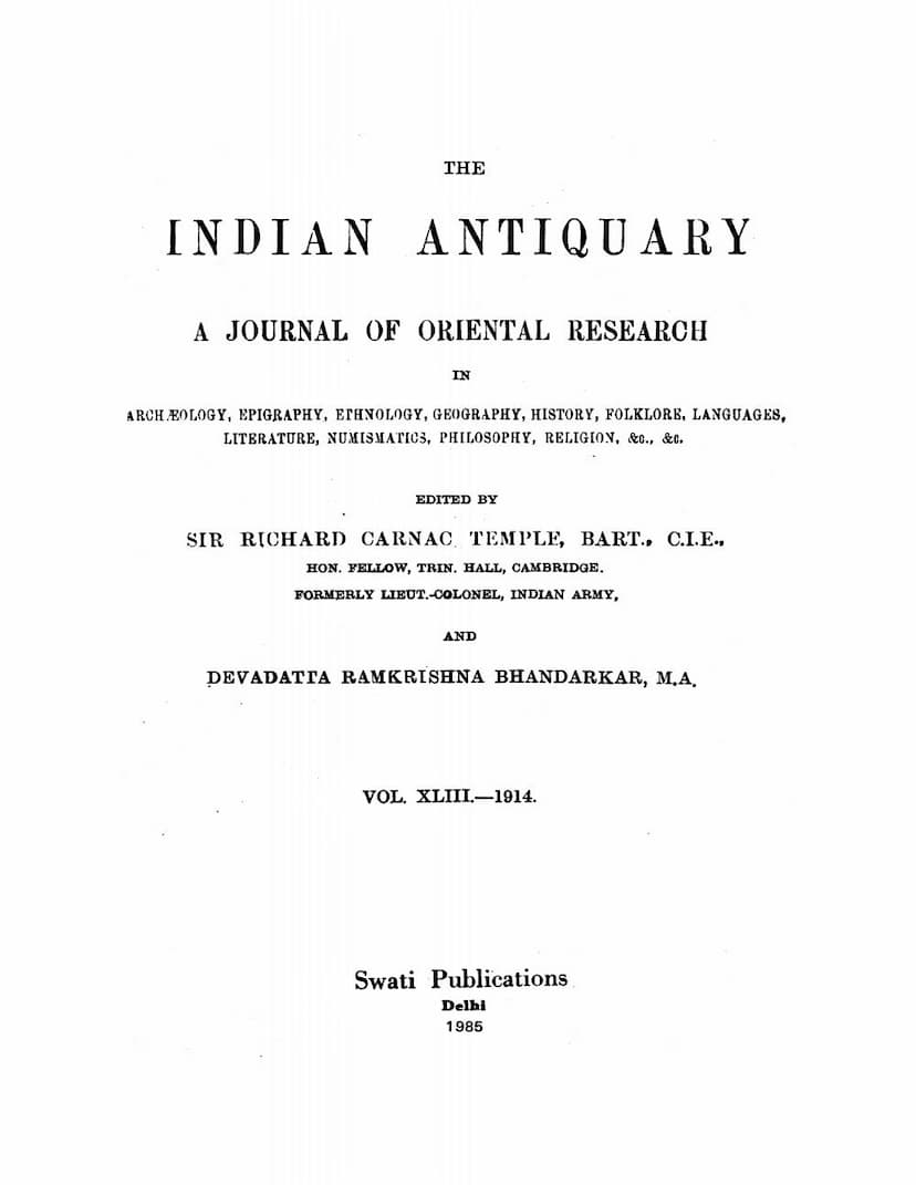 First page of Indian Antiquary Vol 43