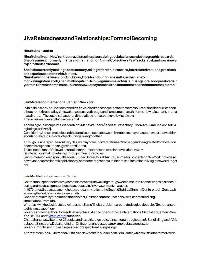 First page of Jiva Relatedness And Relationships