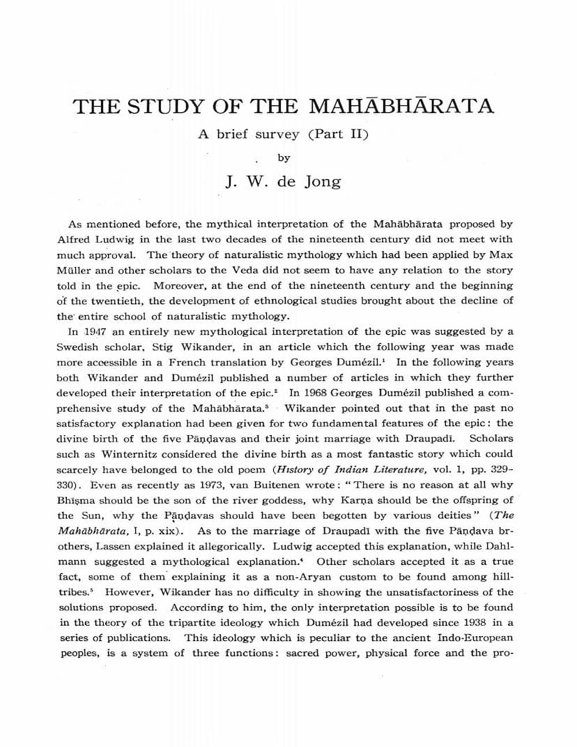 First page of Study Of Mahabharata