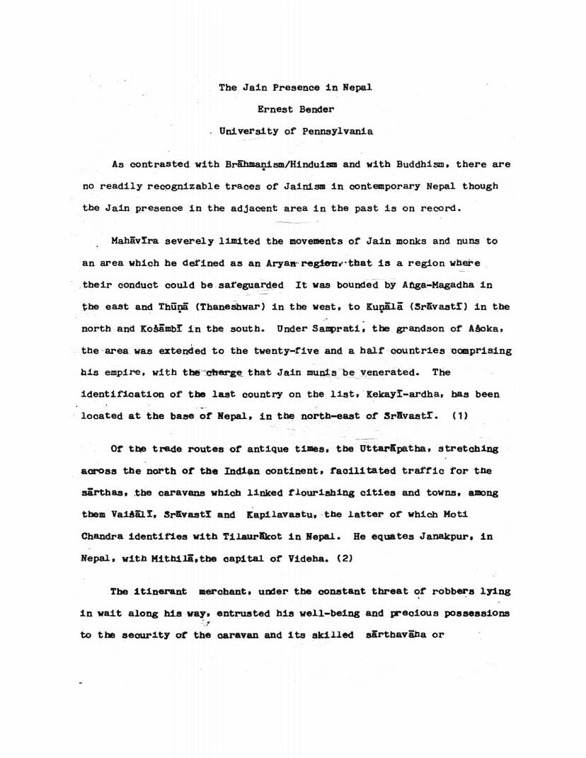 First page of Jain Presence In Nepal