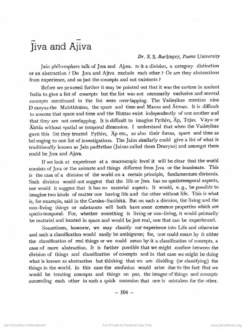 First page of Jiv And Ajiv
