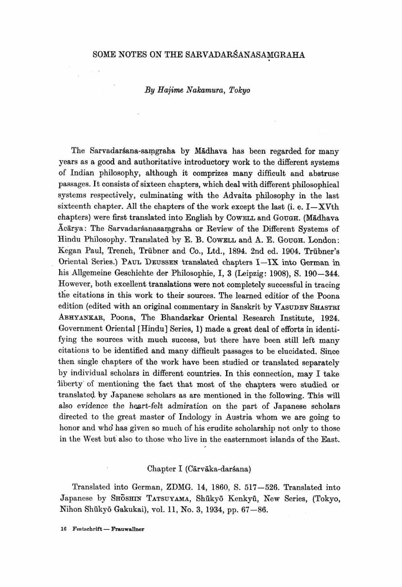 First page of Some Notes On The Sarva Darsana Samgraha