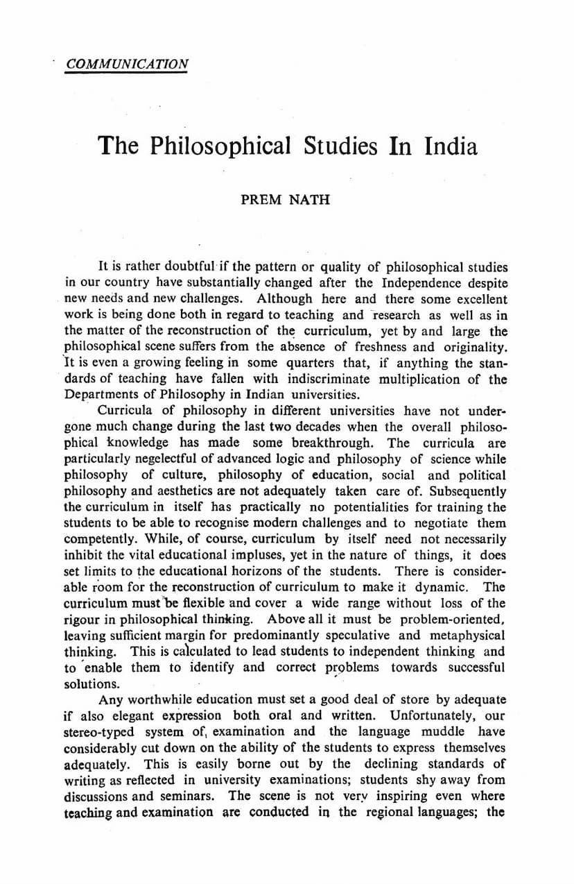 First page of Philosophical Studies In India