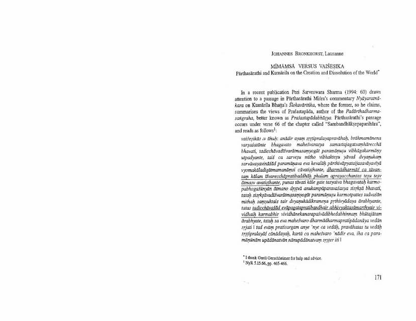 First page of Mimamsa Versus Vaisesika
