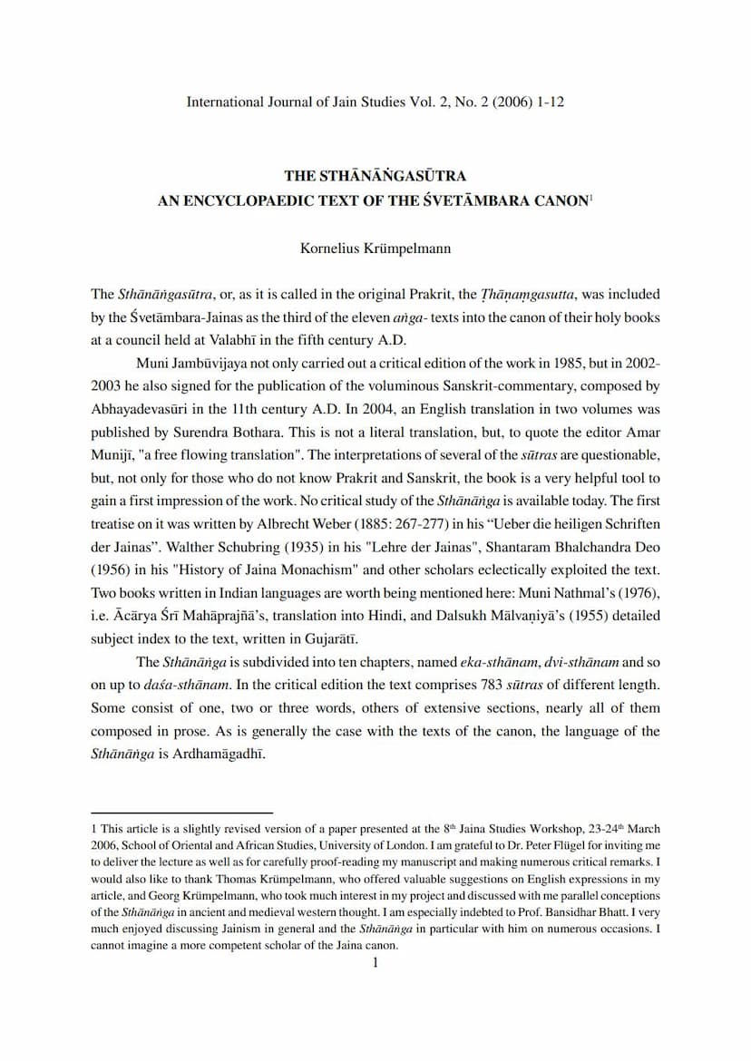 First page of Sthanangasutra