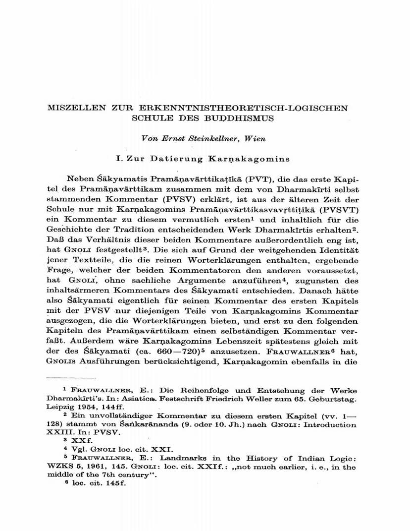 First page of Miszellen Zur Erkenntnistheoretisch Logischen Schule Des Buddhismus