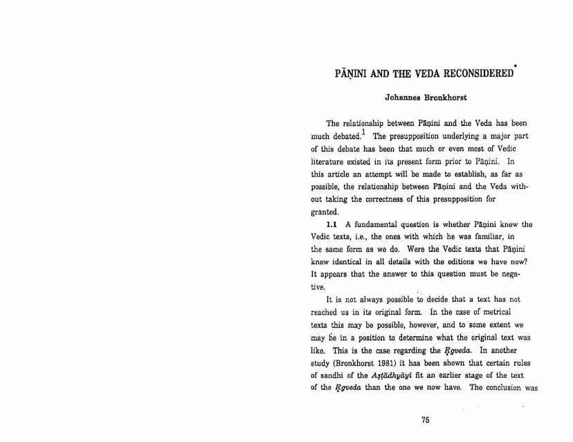 First page of Paninian And Veda Reconsidered