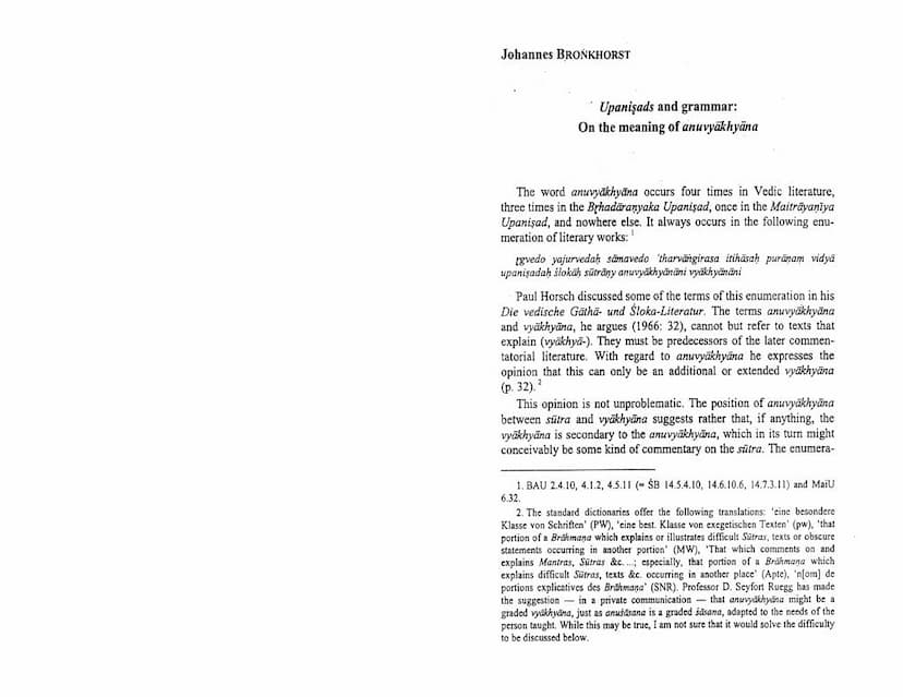 First page of Upanisads And Grammar On Meaning Of Anuvyakhyana