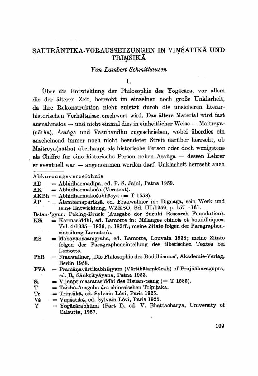 First page of Sautrantika Voraussentzungen In Vimsatika Und Trimsika