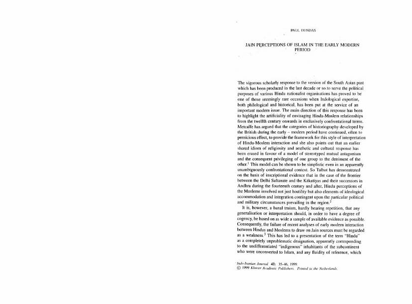 First page of Jain Perceptions Of Islam In Early Modern Period