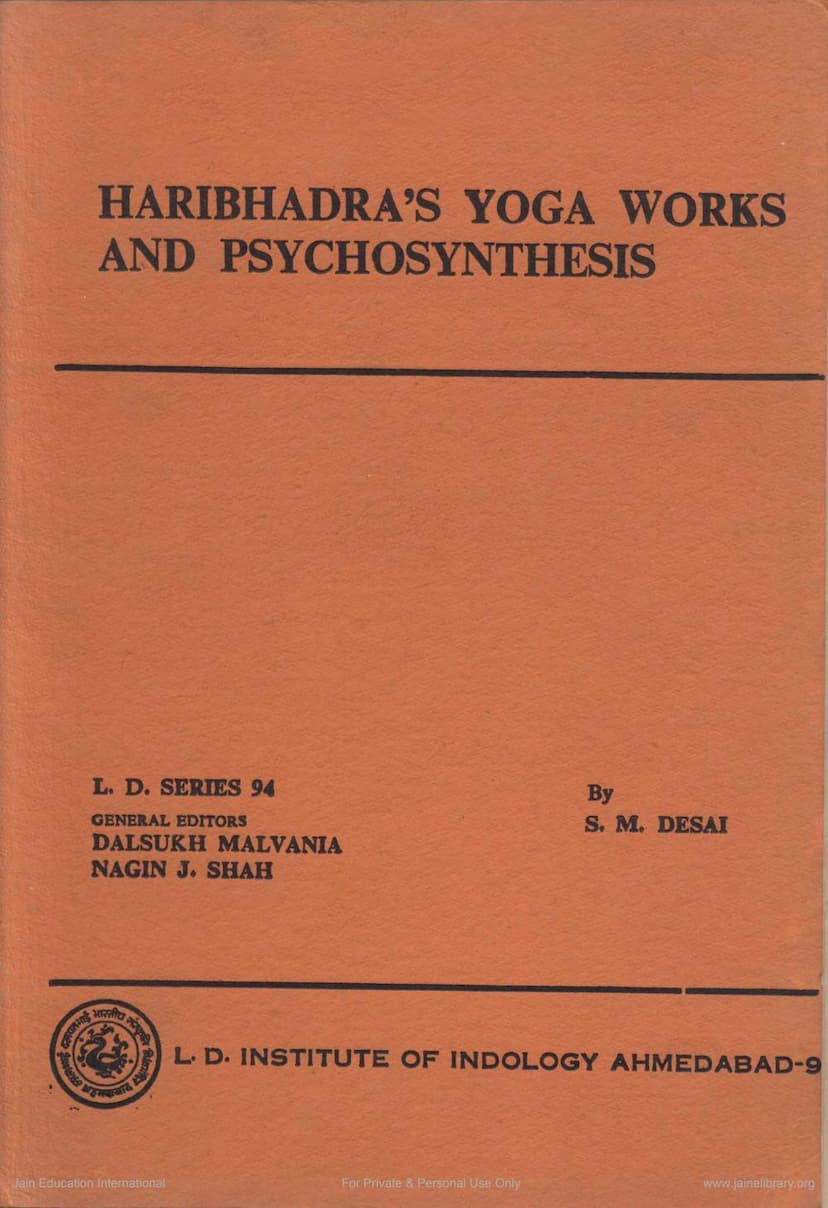 First page of Haribhadras Yoga Works And Psychosynthesis