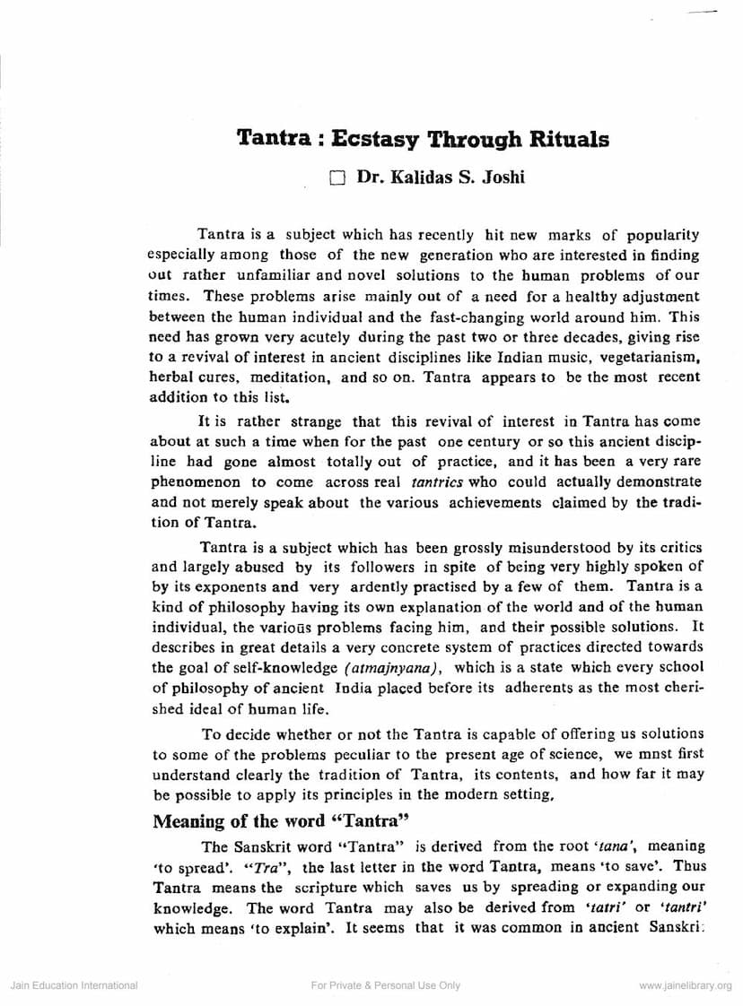 First page of Tantra Ecstasy Through Rituals
