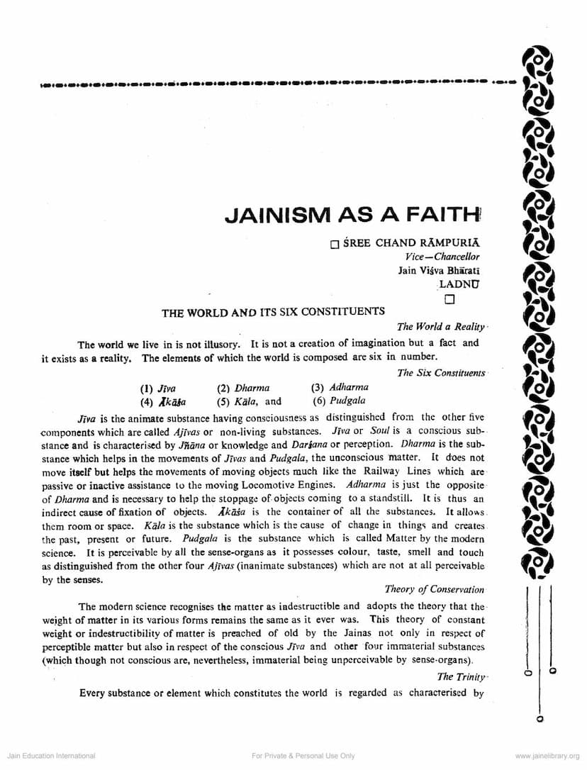 First page of Jainism As A Faith