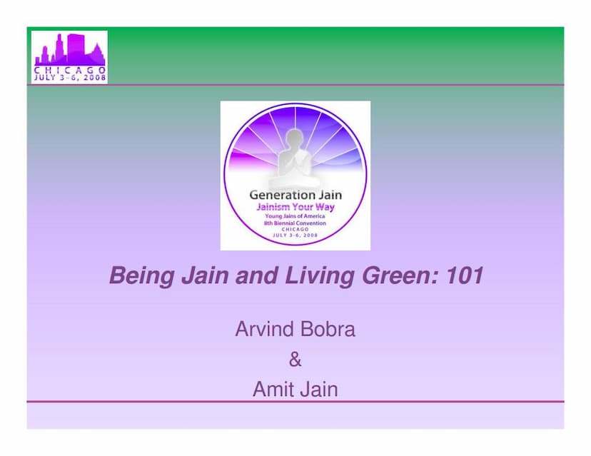 First page of Being Jain And Living Green