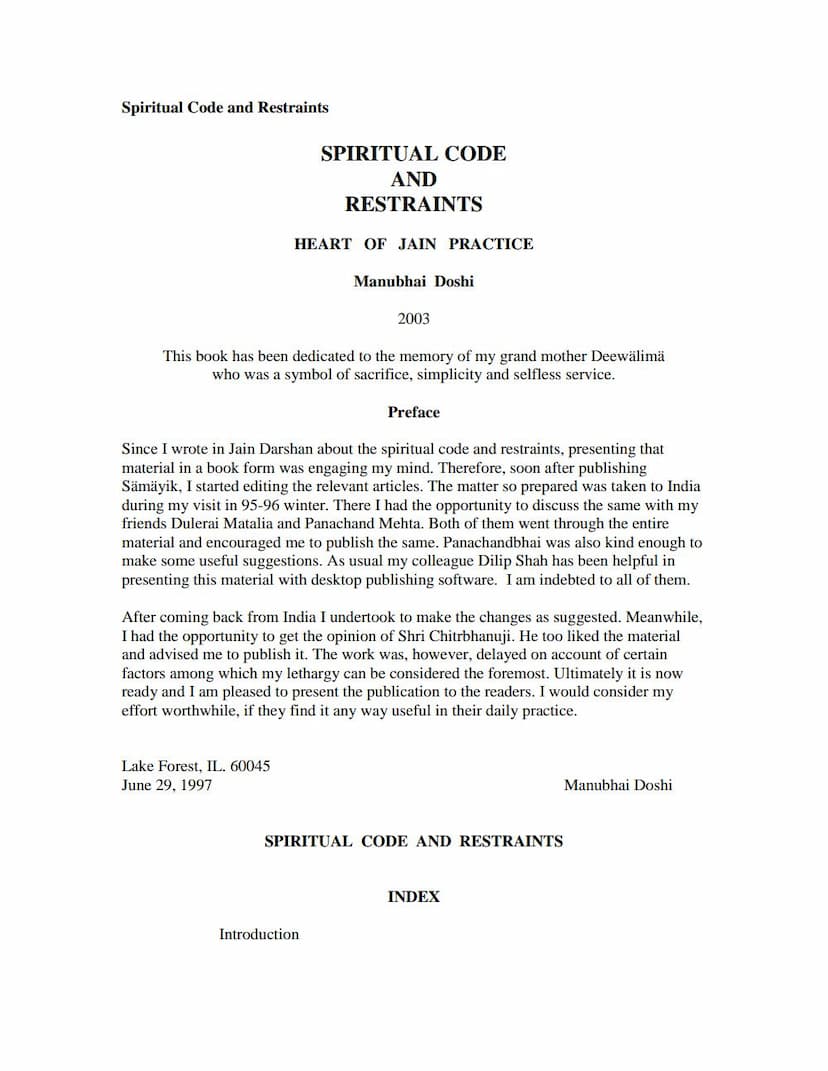 First page of Spiritual Code And Restraints