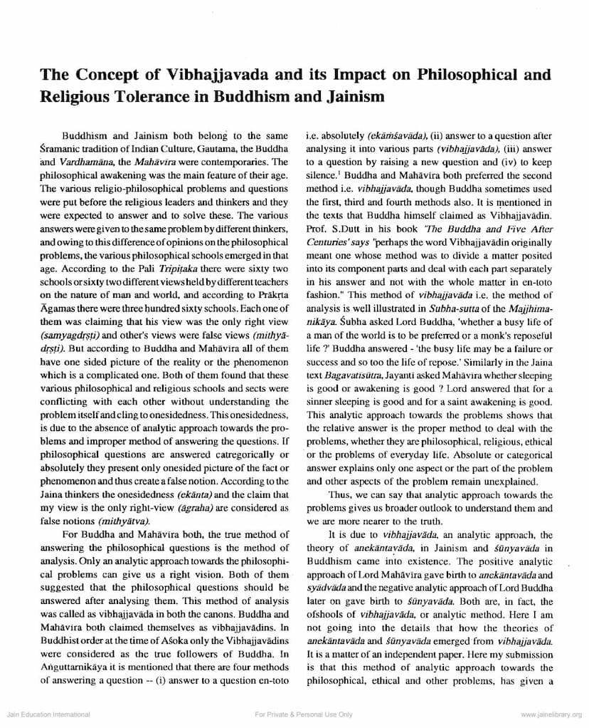 First page of Concept Of Vibhajjavada And Impact