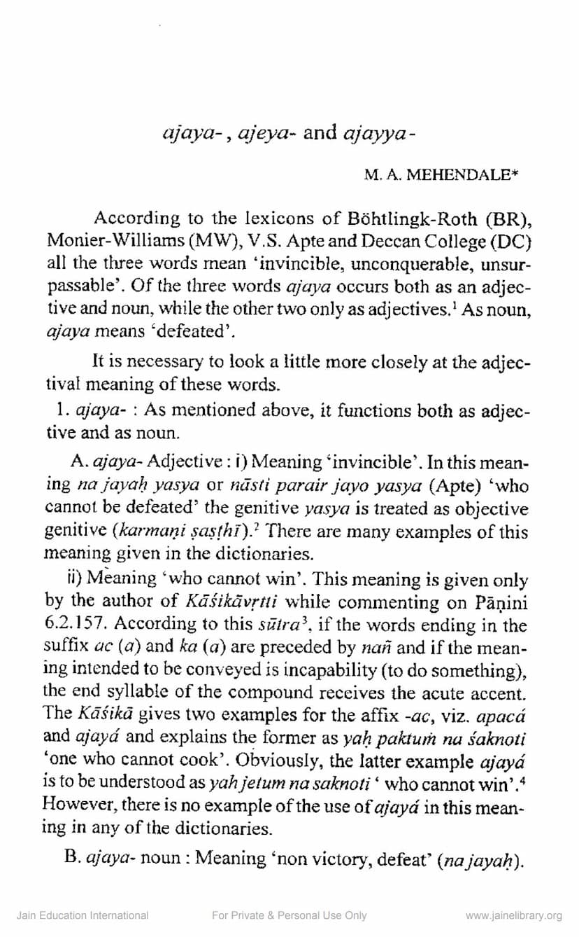 First page of Ajaya Ajeya And Ajayya